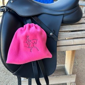 Dressage horse and rider stirrup covers